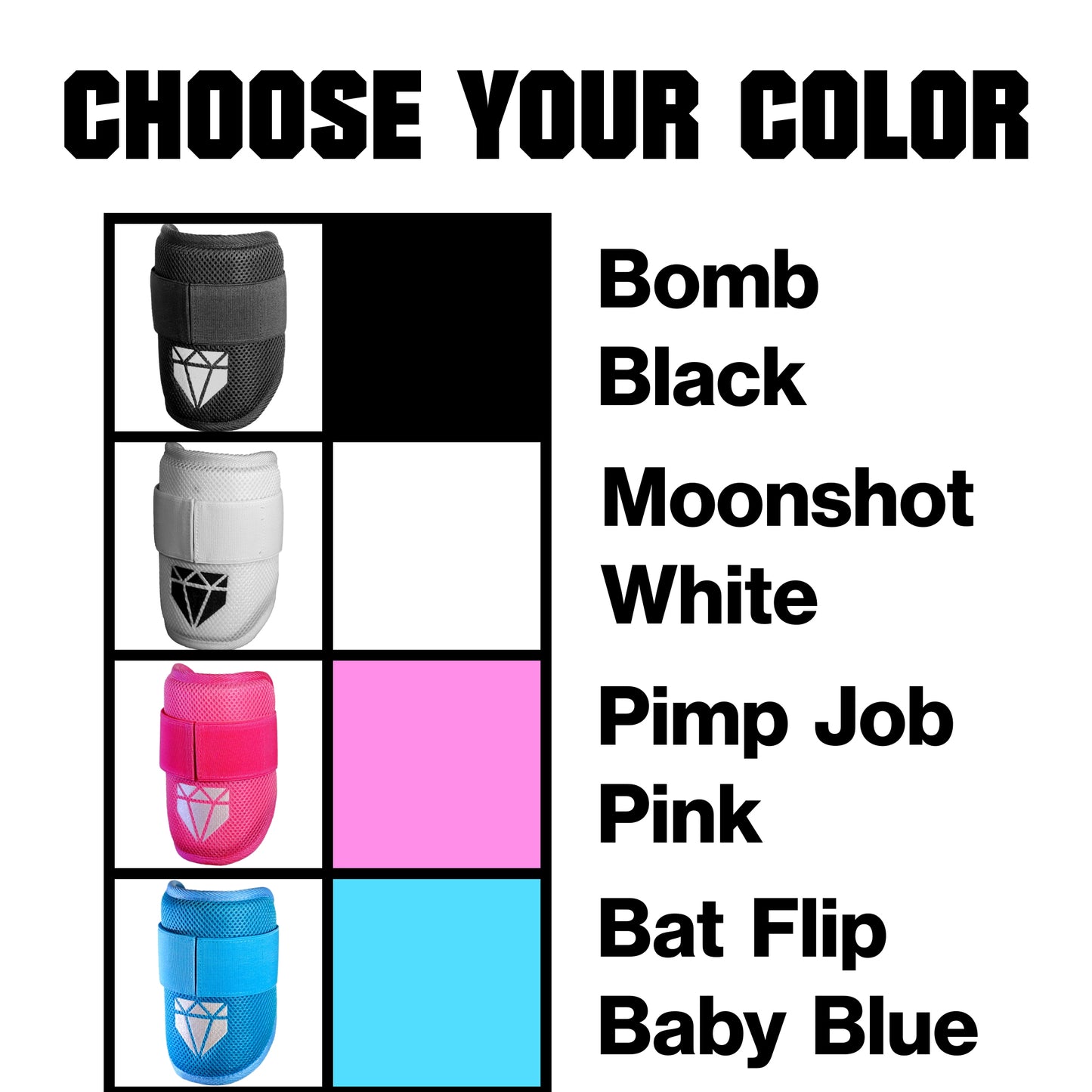 Available bundle colors for the Web Gem Apparel Elbow Guard.