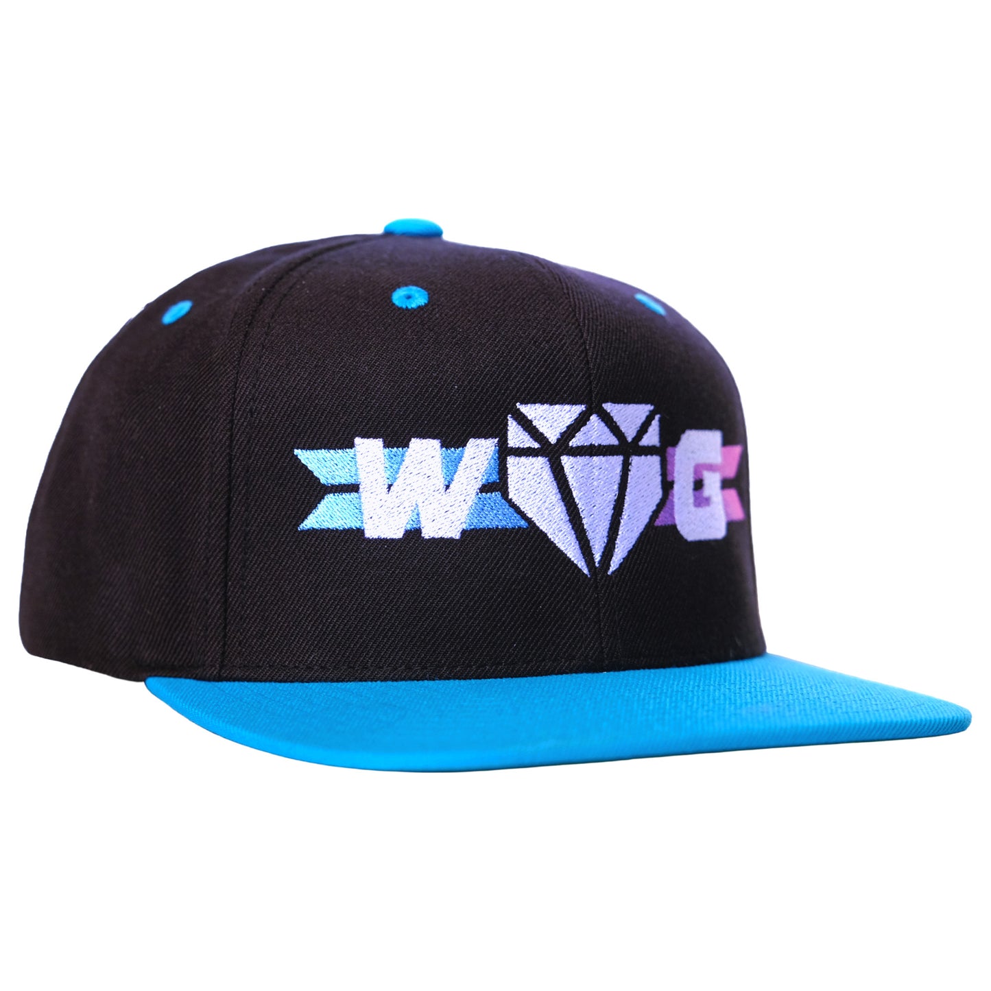 The right-front side of the Supernova Hat showcasing the detailed and durable multicolor gradient embroidery logo.