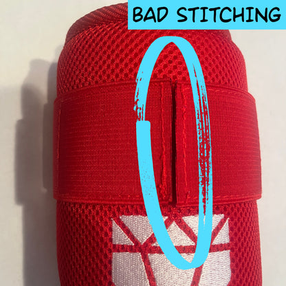 MISFIT: Red Elbow Guard - Bad Strap Stitching, Slightly Loose