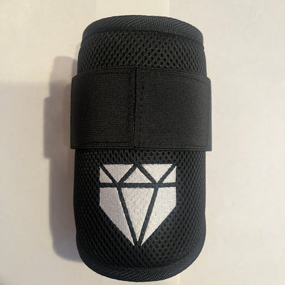 MISFIT: Black Elbow Guard - Crooked Logo, Slightly Stretched Elastic