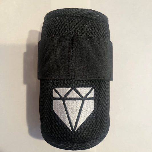 MISFIT: Black Elbow Guard - Crooked Logo, Slightly Stretched Elastic