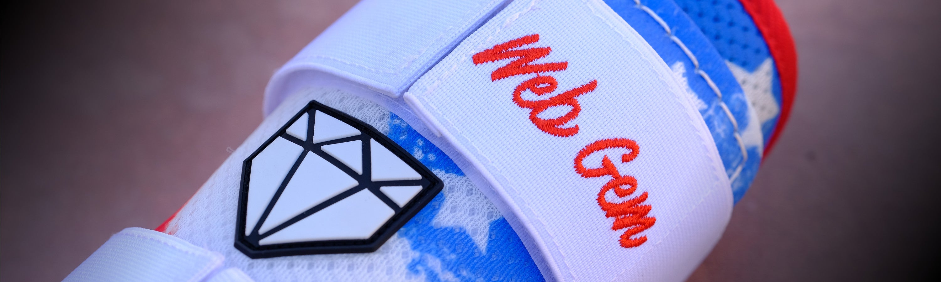 The Liberty Bomb leg guard from the Premium Highlights Series, Web Gem Apparel's exclusive and high-end baseball gear collection.
