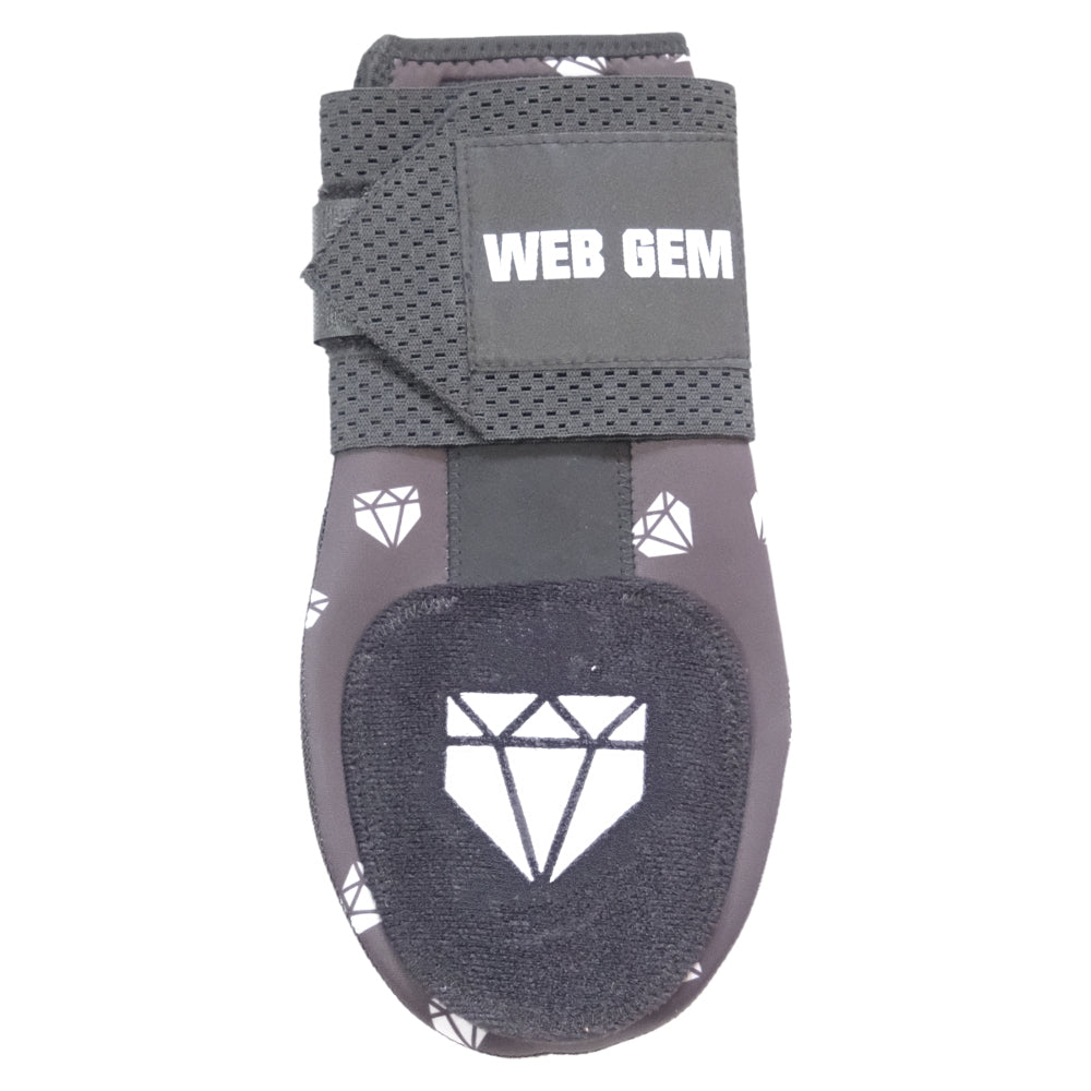 Front view of Bomb Black Baseball Sliding Mitt showing logo and diamond design