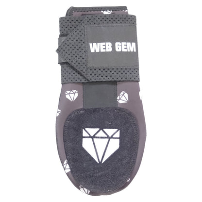 Front view of Bomb Black Baseball Sliding Mitt showing logo and diamond design