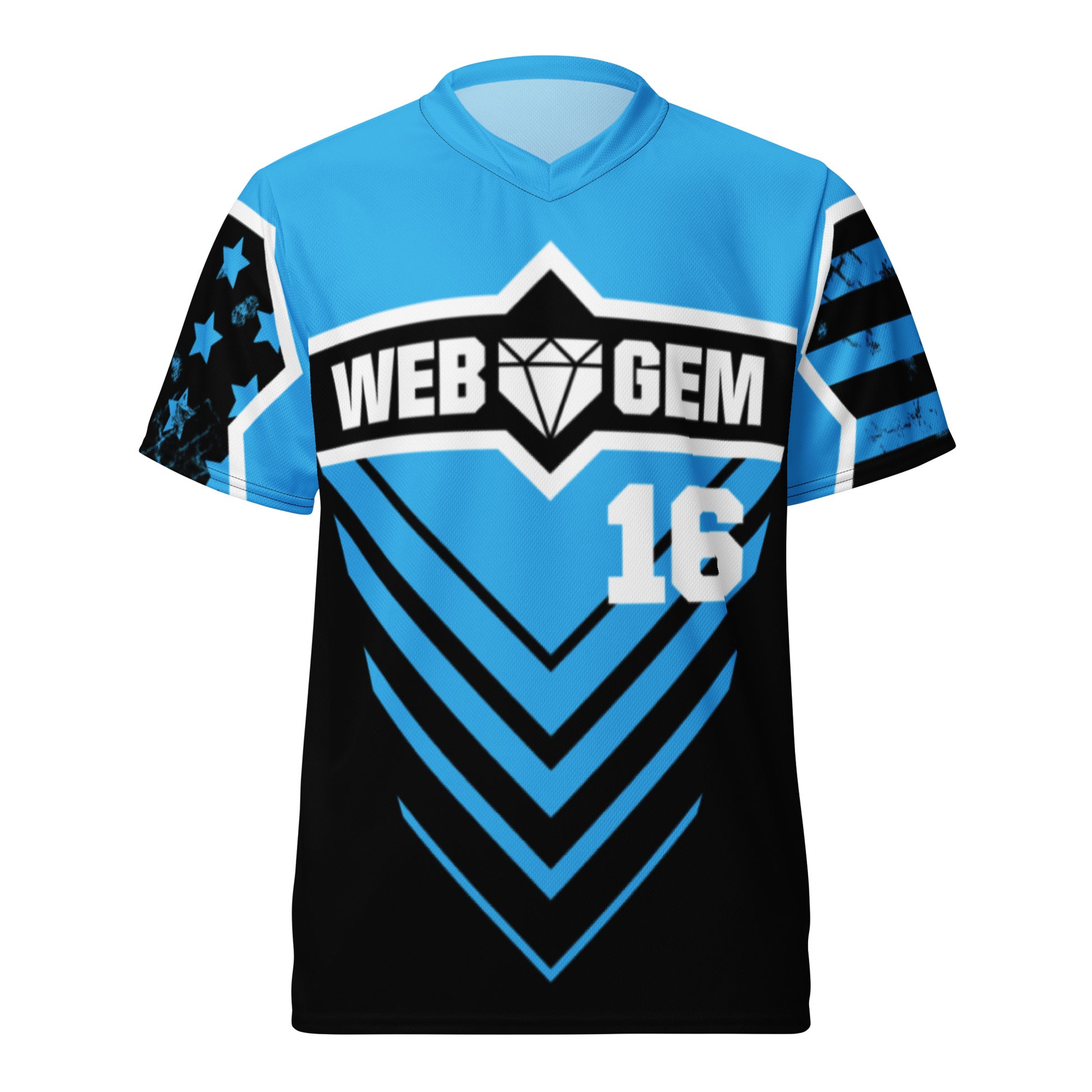 Front view of Web Gem Baseball Jersey showing exclusive diamond design.