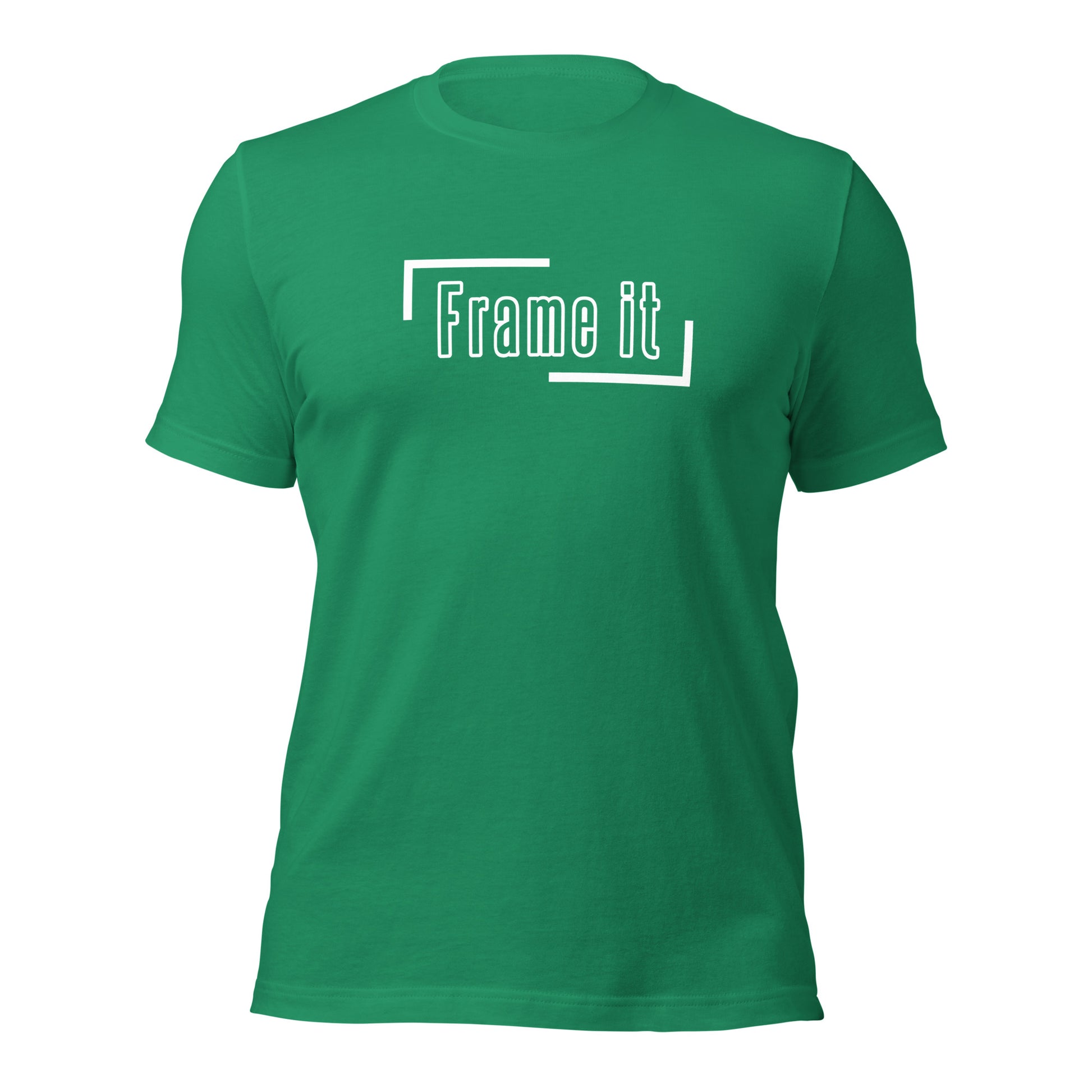 The green Frame It logo baseball catcher shirt from Web Gem Apparel.