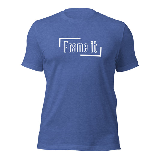 The royal blue Frame It logo baseball catcher shirt from Web Gem Apparel.