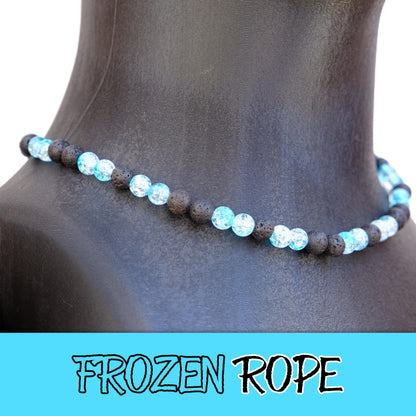 Frozen Rope Baseball Necklace with lava rocks and ice beads for players.