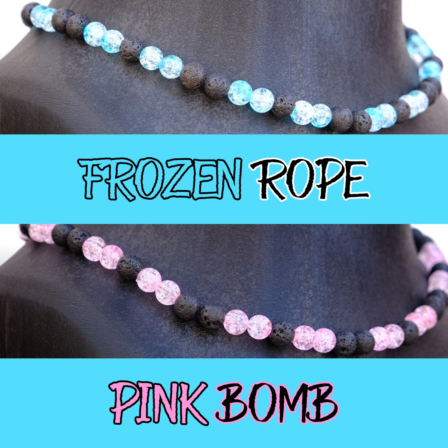 Frozen Rope and Pink Bomb baseball game-day necklace colorway showcase.
