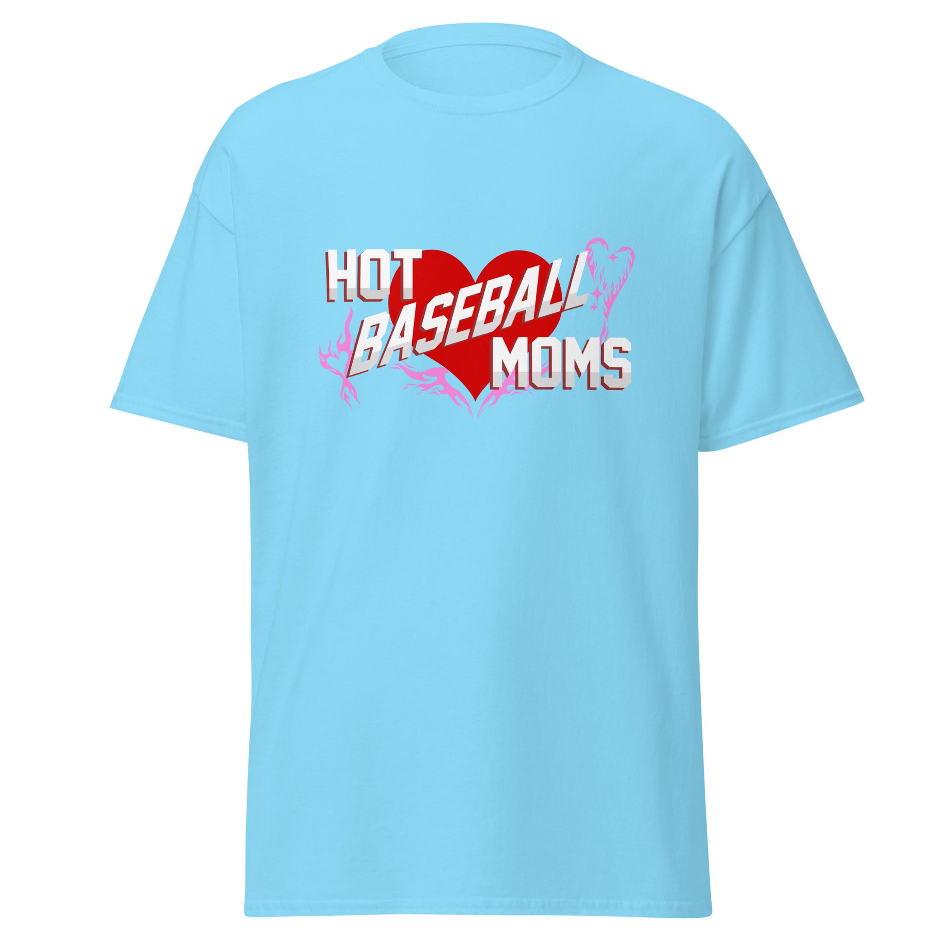 A stylized heart graphic sky blue shirt from Web Gem for baseball players who love moms!