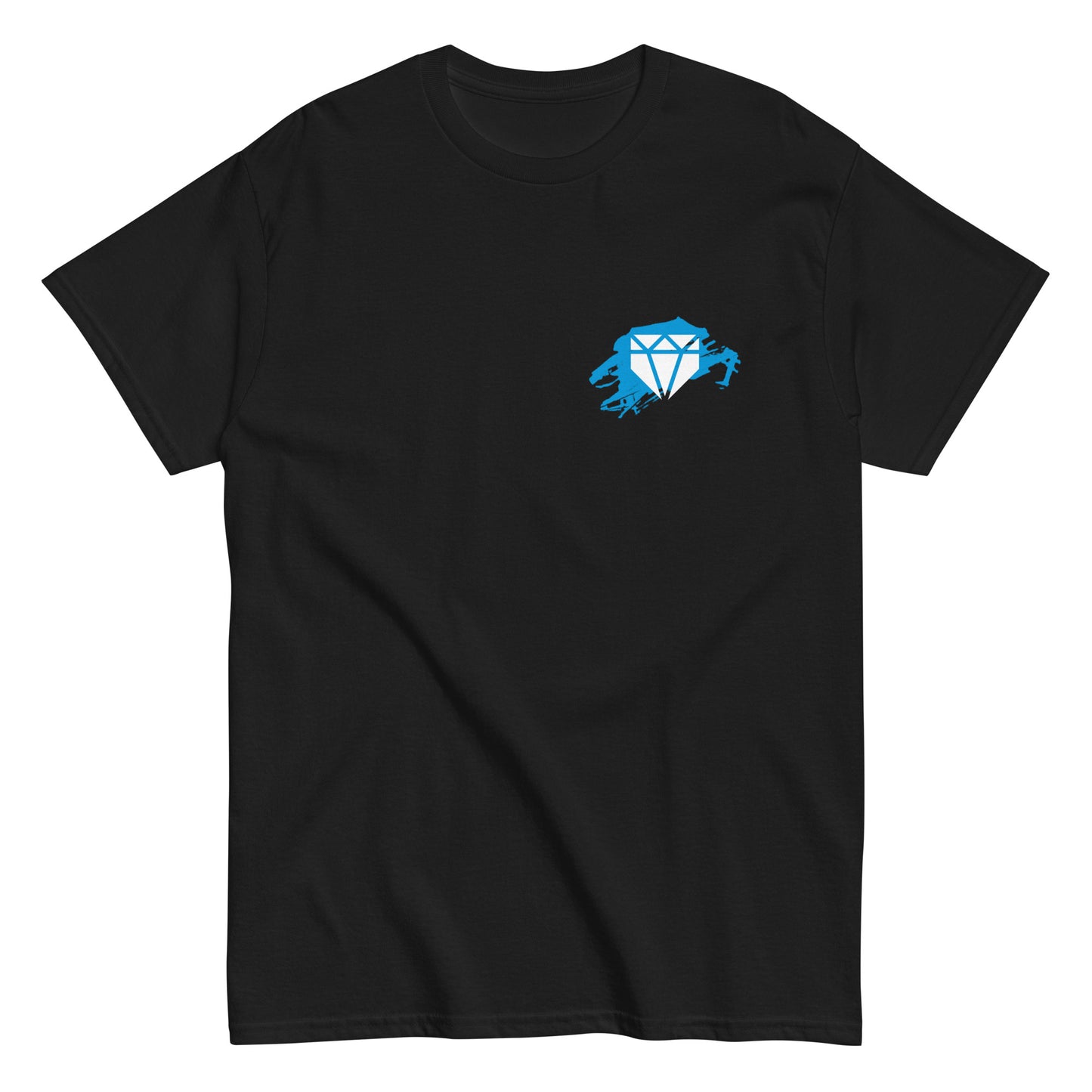 A front view showing the stylized Web Gem diamond on the black shirt.