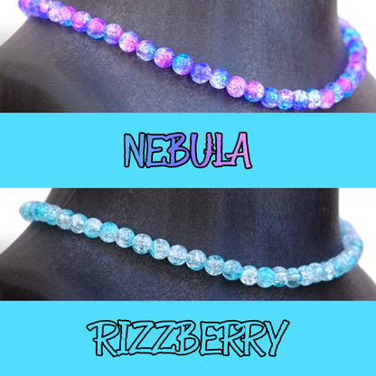 Nebula and Rizzberry baseball game-day necklace colorway showcase.