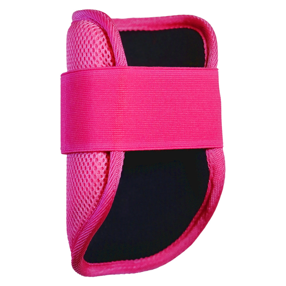 Back view of Pimp Job Pink Baseball Elbow Guard showing adjustable Velcro strap and ergonomic design