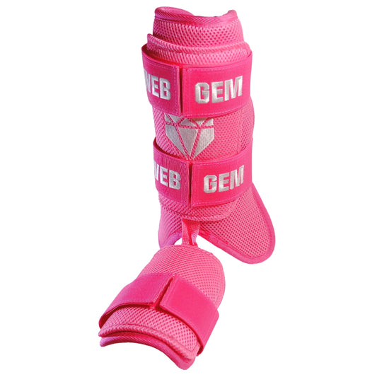 Web Gem Baseball Leg Guard – pimp job pink protective gear for youth, travel ball, and high school hitters
