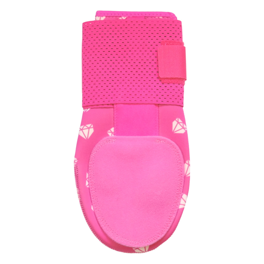 Back view of Pimp Job Pink Baseball Sliding Mitt showing adjustable Velcro strap and ergonomic design.