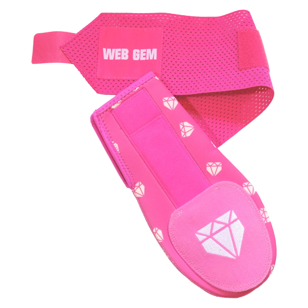 Web Gem Baseball Sliding Mitt – pimp job pink protective gear for youth, travel ball, and high school hitters.