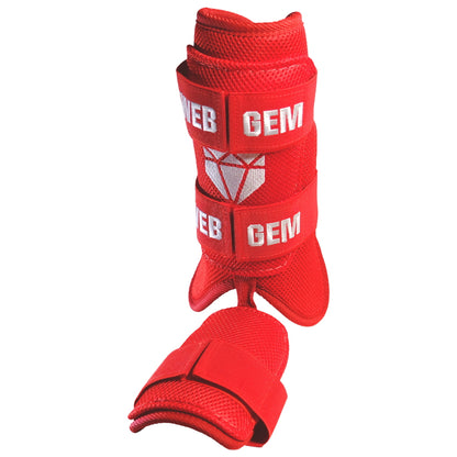 Web Gem Baseball Leg Guard – raking red protective gear for youth, travel ball, and high school hitters