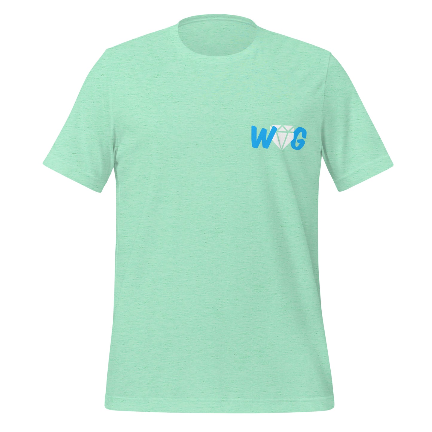 The front of the mint shirt showing a stylized Web Gem emblem.