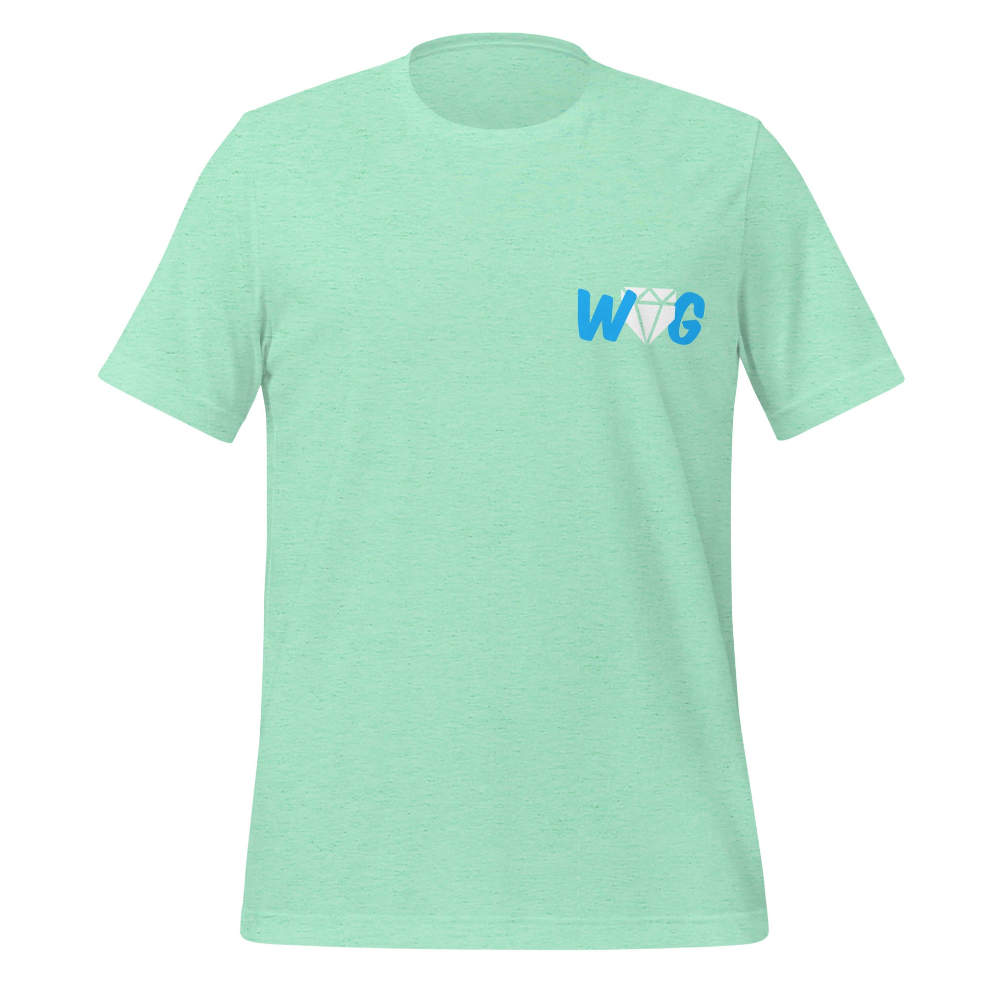 The front of the mint shirt showing a stylized Web Gem emblem.