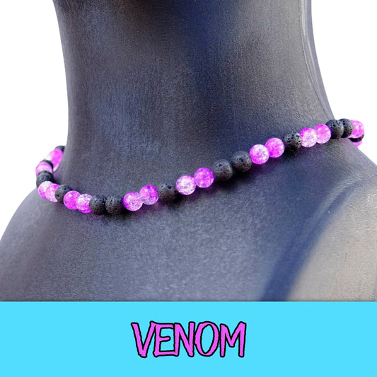 Venom Baseball Necklace with lava rocks and ice beads for players.