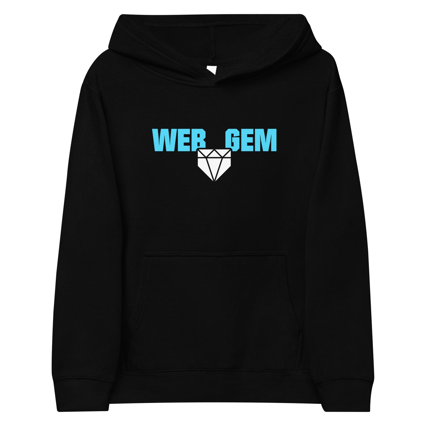 The classic Web Gem Apparel logo on a black youth pullover hoodie.