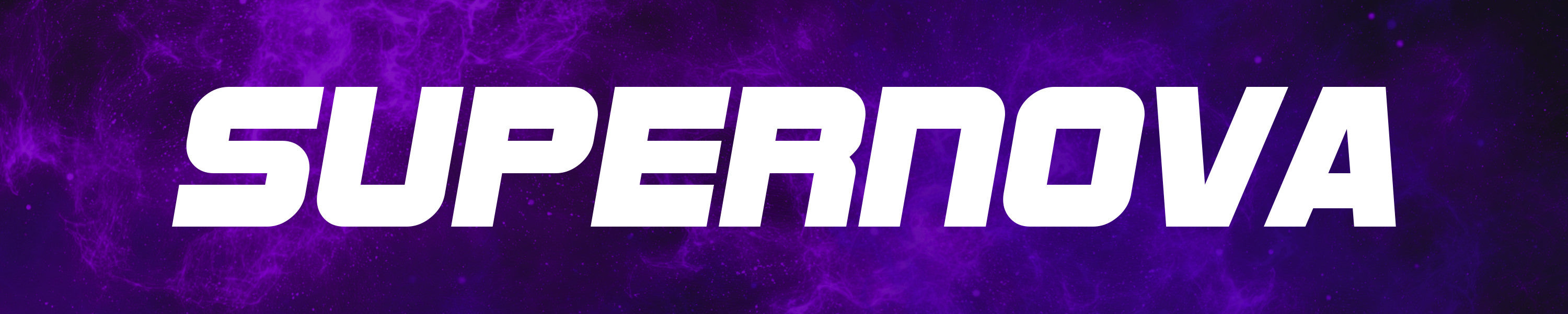 The logo banner for the Supernova Collection in the Web Gem Apparel Diamond Rotation, featuring white sci-fi text over a galaxy background.