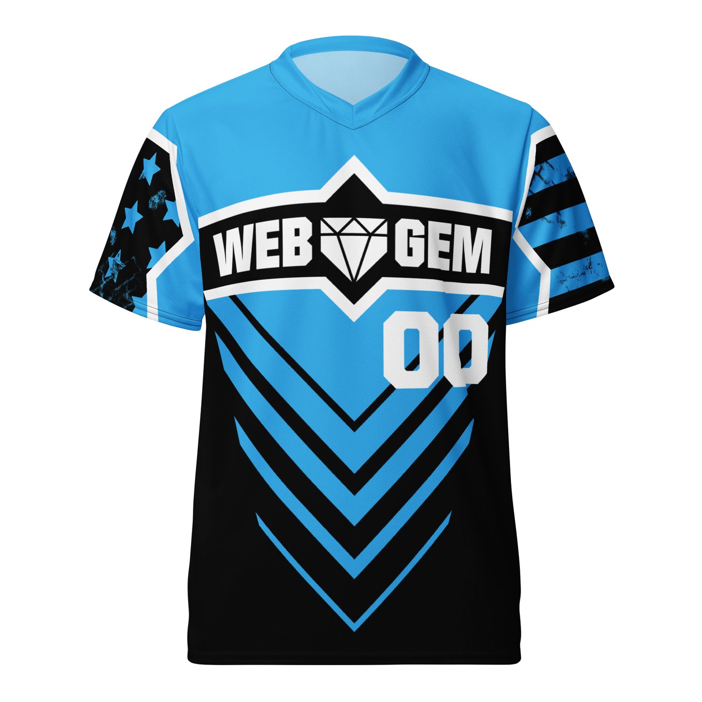 Front view of Web Gem Baseball Jersey showing exclusive diamond design.