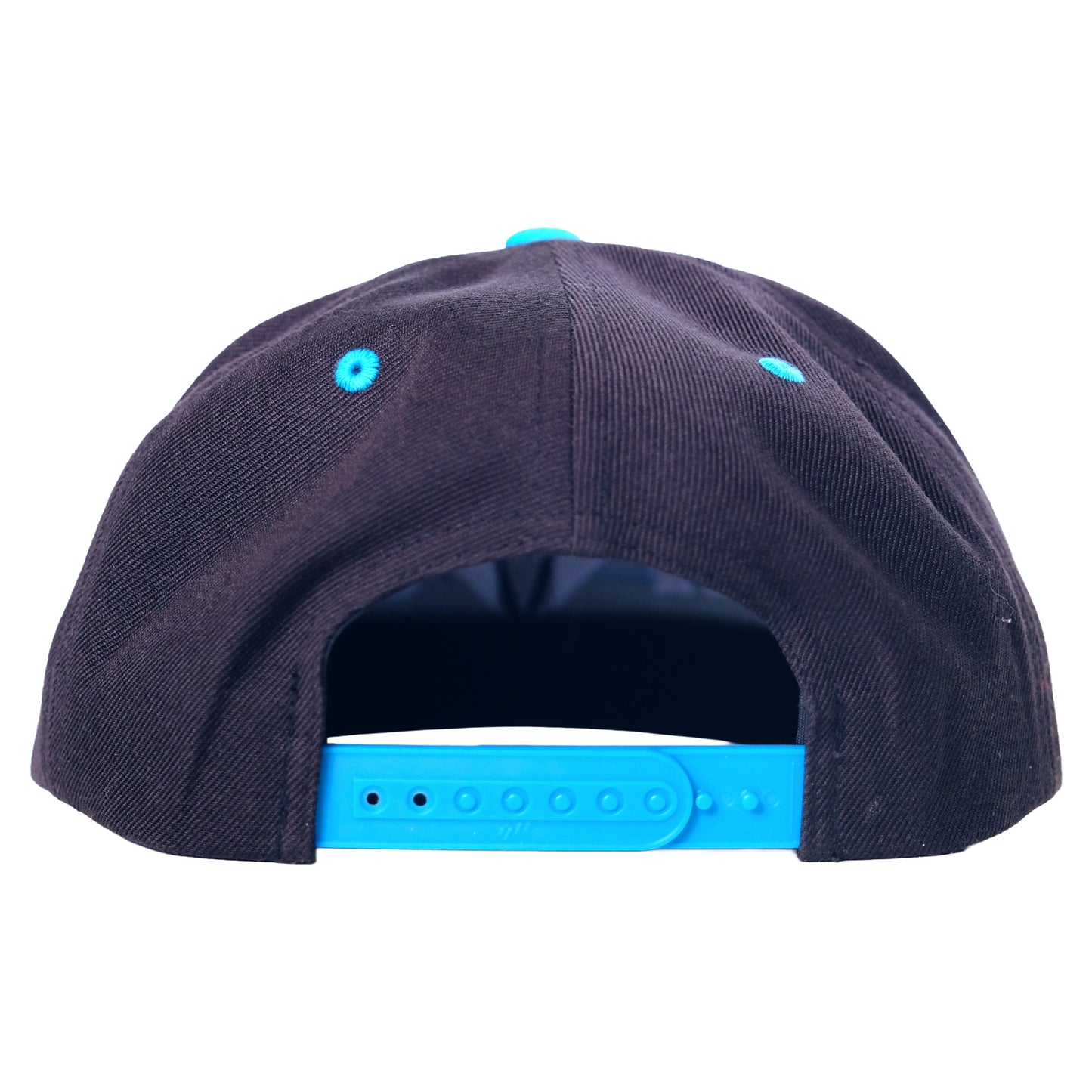 The backside of the Super Nove baseball Hat showing the plastic snapback adjustment for one-size-fits-most.