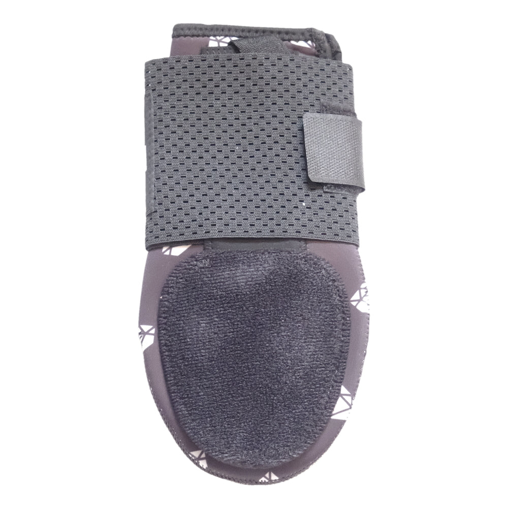 Back view of youth Bomb Black Baseball Sliding Mitt showing adjustable Velcro strap and ergonomic design.