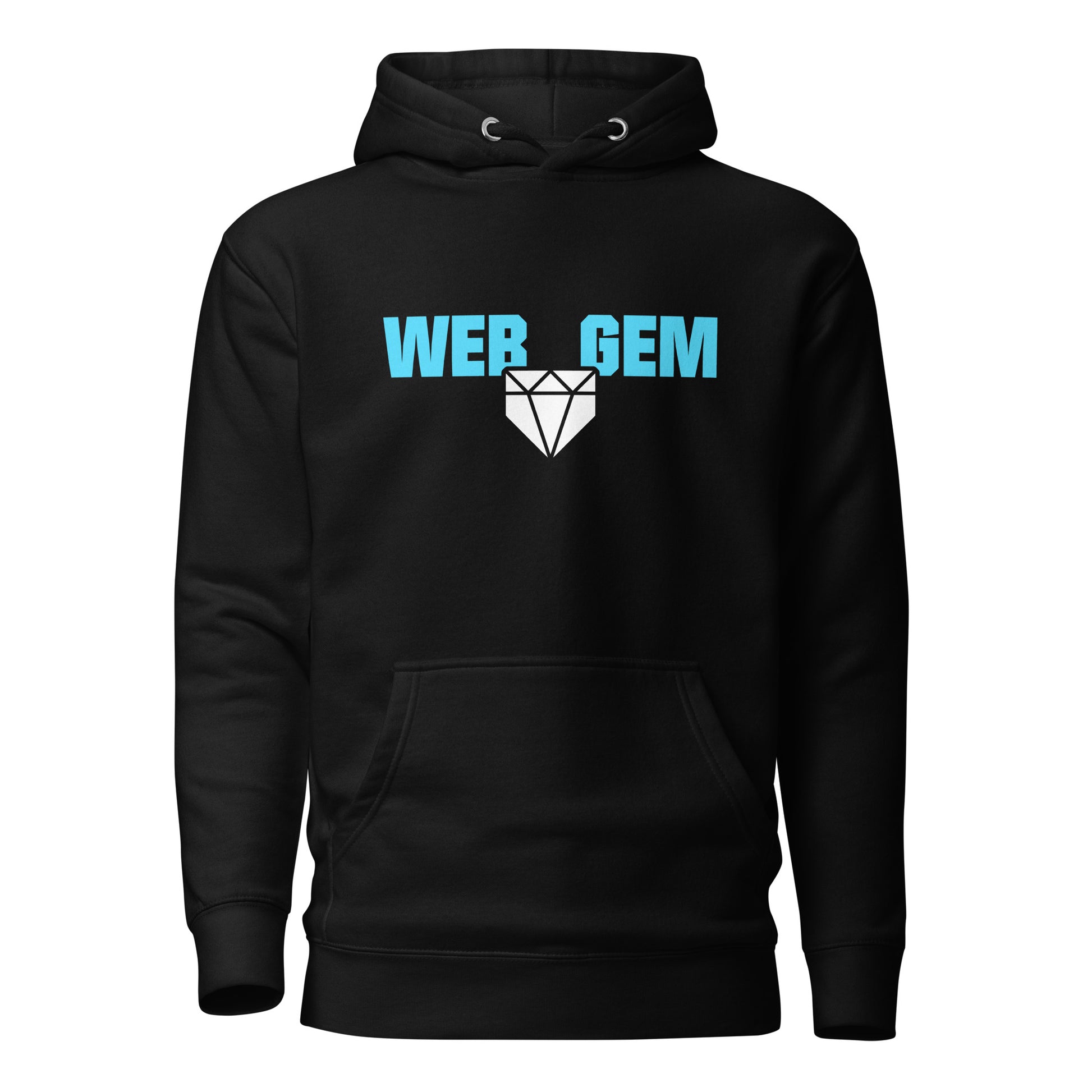 The classic Web Gem Apparel logo on a black adult pullover hoodie.