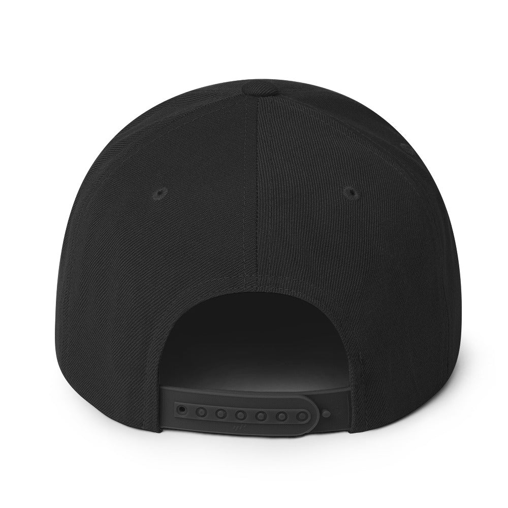 The back of the Web Gem hat showing the black plastic snapback adjustor for one-size-fits-all.